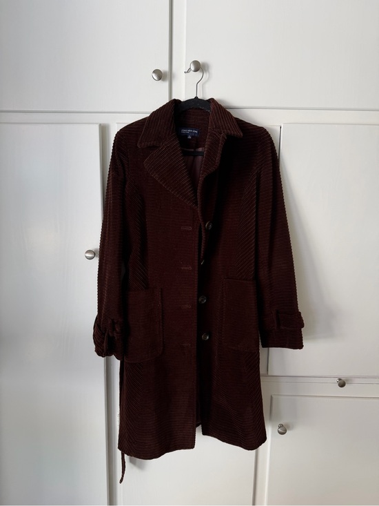 Jones New York Jackets & Blazers - Jones New York Corduroy Belted Midi Pea Coat in Brown
